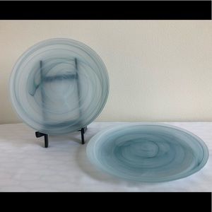 x4 Dinner Plates - Unique Handmade Blue Swirl